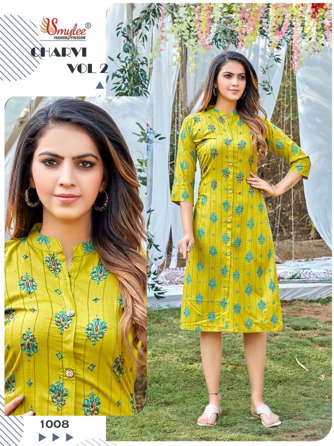 Smylee Charvi 2 Regukar Wear Rayon Heavy Lurex Designer Kurti Collection